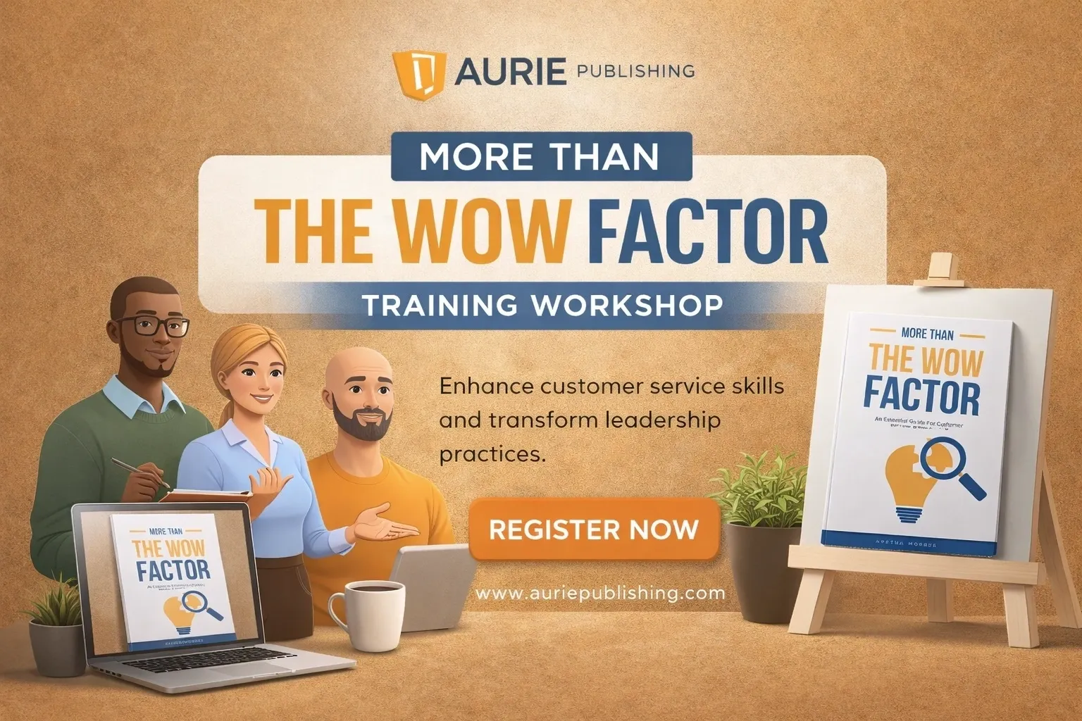 Training workshop on enhancing customer service skills by Aurie Publishing.